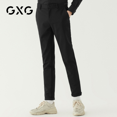 GXG男装 春季男士韩版青年帅气都市时尚潮流黑色休闲裤男