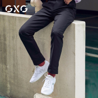 GXG男装 春季男士韩版潮流时尚黑色直筒裤子男休闲裤长裤