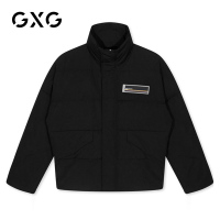 GXG男装 冬季男士韩版帅气保暖防风连帽黑色短款羽绒服男