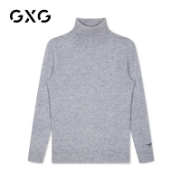 GXG男装 冬季时尚保暖灰色修身高领针织毛衫毛衣男