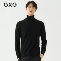 GXG男装 冬季韩版修身黑色高领保暖羊绒打底衫羊毛衫毛衣