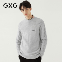 GXG男装 秋季男士时尚青年韩版休闲灰色低领羊毛衫毛衣男