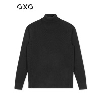 GXG男装 冬季男士时尚韩版黑色纯色修身高领加厚保暖毛衫毛衣男士