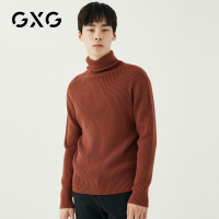 GXG男装 冬季新款韩版修身红咖高领保暖套头针织打底衫毛衫男