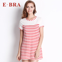 安莉芳旗下E-BRA条纹舒适短袖睡裙家居服KL0611