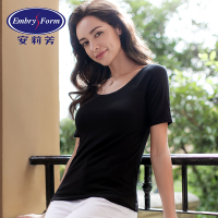 安莉芳女士带杯垫家居睡衣套头棉质短袖上衣ELW0009