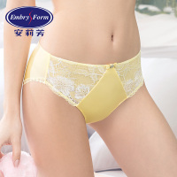 安莉芳女士棉质底裆内裤性感丝边低腰包臀三角裤E13351