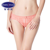 安莉芳棉质底裆舒适内裤女士性感透明蕾丝低腰三角裤E2W0040