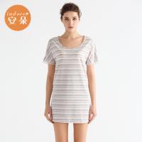 安莉芳旗下安朵春夏薄款短袖睡裙条纹棉质宽松可外穿睡衣HL0091