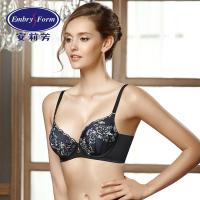 安莉芳小胸厚杯上托聚拢文胸女士侧收调整型蕾丝刺绣内衣EB1202