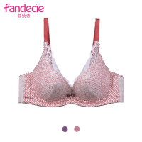 安莉芳旗下芬狄诗内衣复古缎面性感深V加宽侧收蕾丝小胸厚杯文胸