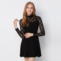 安莉芳集团性感高领蕾丝外穿打底女士连衣裙FD0191