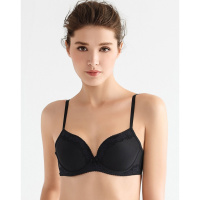 安莉芳集团大胸显小简约光面内衣 薄款聚拢文胸罩女