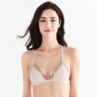 安莉芳性感薄款蕾丝三角杯无钢圈文胸女士交叉美背内衣