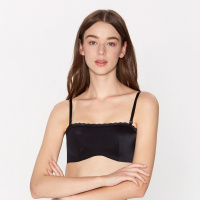 安莉芳集团女士防走光抹胸光面无钢圈内衣文胸罩