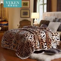 维科家纺 秋冬保暖睡毯豹纹盖毯 加厚细绒法兰绒毯