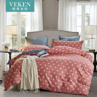 维科家纺秋冬纯棉磨毛印花四件套简约ins风格加厚1.5米