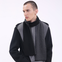 诺凡纳简约百搭羊毛围巾男士新款秋冬保暖经典撞色针织围脖礼盒装