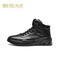 狄恩纪男鞋冬季高帮真皮运动鞋子中国风潮流百搭男士高邦板鞋男