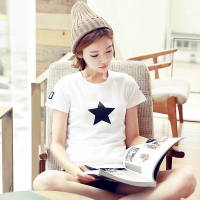 韩都衣舍2018女装夏装新时尚百搭显瘦印花短袖T恤gq3258耒