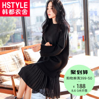 韩都衣舍2018新款女装秋装韩版chic毛织中长假两件连衣裙LZ7397烎