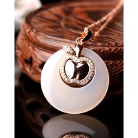 平安欢喜 天然白玉髓 平安扣吊坠项链 送母亲 送闺蜜