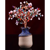 一生一石财源茂盛天然正品彩水晶高档时尚招财树家居汽车饰品摆件