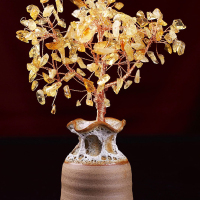 一生一石财源茂盛天然正品黄水晶高档时尚招财树家居汽车饰品摆件