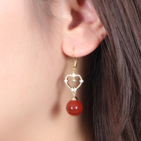 一生一石永恒之心天然红玛瑙耳钉时尚创意个性心形耳钉耳坠女