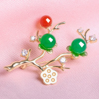 一生一石天然玛瑙胸针时尚创意个性红玛瑙绿玛瑙胸针女