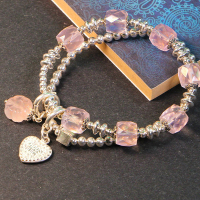 一生一石桃花纷飞天然粉水晶粉晶手链时尚百搭女925银水晶手链