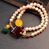 一生一石掌上明珠天然正品水晶手链手串时尚百搭琥珀珍珠手链女