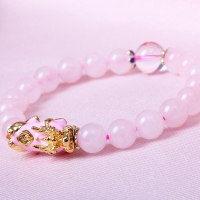 一生一石爱之国度天然粉水晶手链粉晶时尚个性貔貅手串手链女