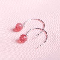 一生一石天然草莓晶耳钉时尚甜美百搭925银饰品耳钉耳环女送礼