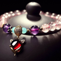 一生一石桃花满运水晶手链手串狐狸吊坠招桃花草莓晶手链女送闺蜜