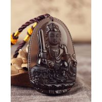 一生一石生肖守护天然黑曜石吊坠项链时尚个性本命佛吊坠情侣男女