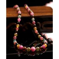 一生一石素雪萦花天然正品碧玺项链简约时尚个性水晶吊坠项链女