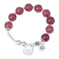 甜美可人天然草莓晶925银时尚个性手链手串女