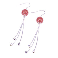 粉黛佳人天然草莓晶时尚个性耳钉耳环女