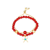 繁星点点天然红玛瑙时尚个性套装手串手链女