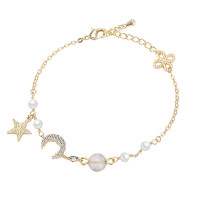 一生一石月下花前天然月光石韩版时尚个性手链送女友