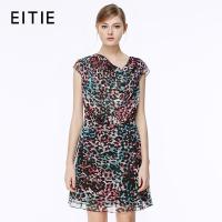 EITIE爱特爱商场同款夏新款摩登性感豹纹桑蚕丝连衣裙女