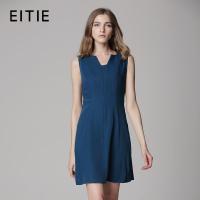 EITIE爱特爱旗舰店女装夏装简约通勤高腰修身纯色背心裙连衣裙女
