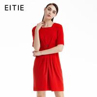 爱特爱商场同款夏新款收腰显瘦五分袖A字裙OL通勤连衣裙女