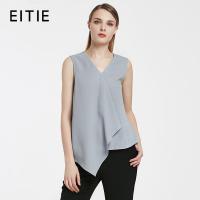 爱特爱夏季新款简约时尚百搭简约休闲拼接荷叶边V领无袖上衣