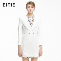 EITIE爱特爱冬季新款时尚简约大气纯色修身通勤针织外套白色大衣