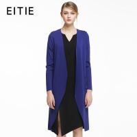EITIE爱特爱商场同款秋装新款简约百搭纯色系带针织开衫上衣
