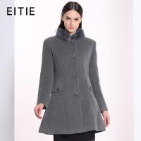 EITIE爱特爱旗舰店大气时尚优雅精致修身羊毛濑兔毛领呢子大衣