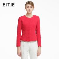 EITIE爱特爱旗舰店春秋时尚简约纯色修身通勤圆领短款小外套女