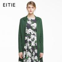 EITIE爱特爱秋季简约纯色百搭翻领系带针织衫开衫系带长袖外套女